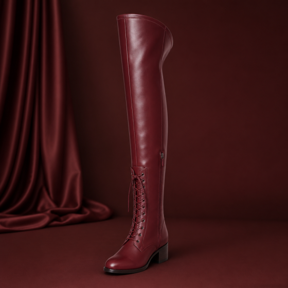 Luxury Lace-Up Over-the-Knee Boot